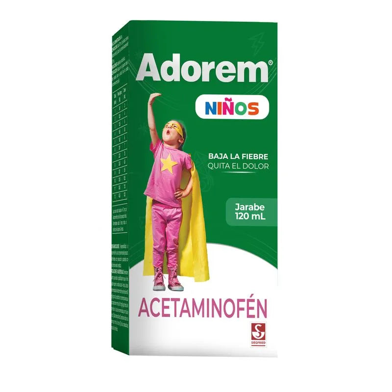 Adorem Niños Acetaminofén Jarabe 120ml - Baja la Fiebre, Quita el Dolor
