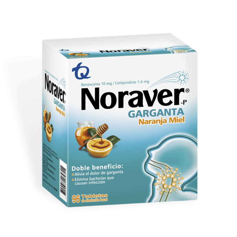Noraver-P Garganta Naranja Miel x2 Tabletas