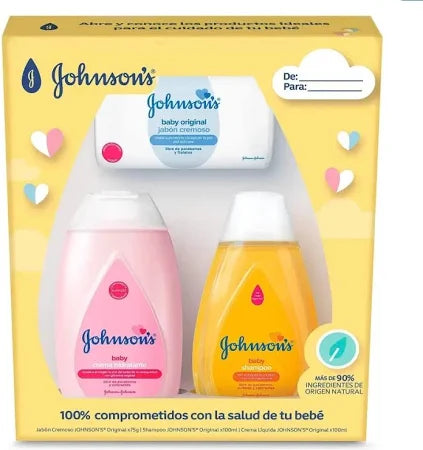 Kit Johnson's Baby - Crema Hidratante, Shampoo y Jabón Cremoso Original