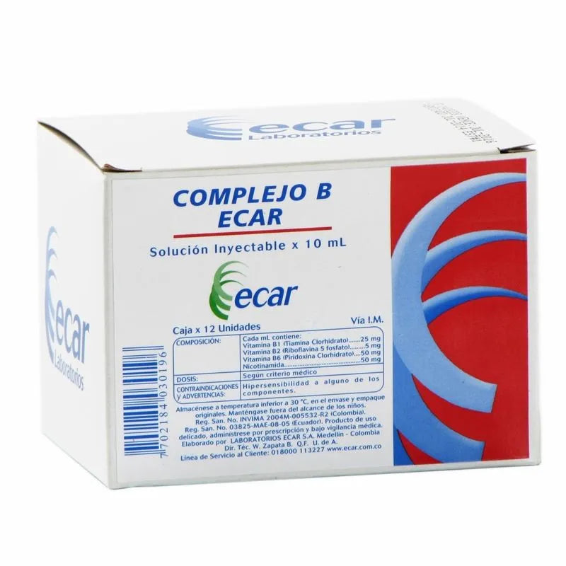 Complejo B Ecar - Solución Inyectable 10ml  Ampollas