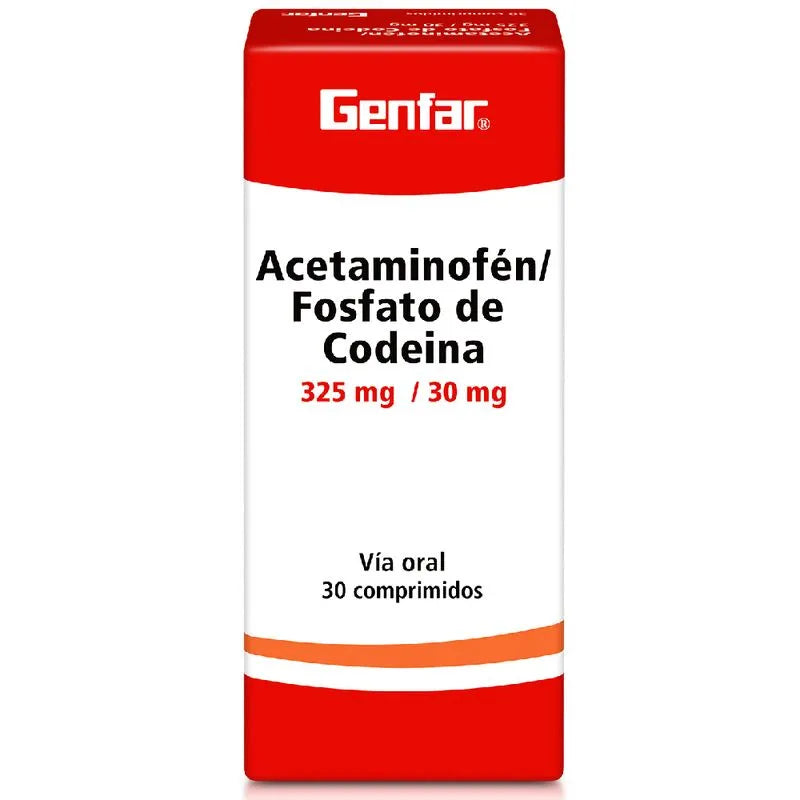 Acetaminofén/Fosfato de Codeína 325mg/30mg Genfar - Caja x 30 Comprimidos
