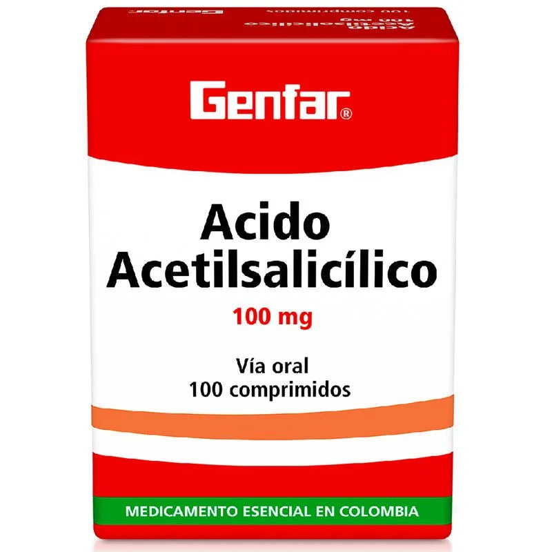 Ácido Acetilsalicílico 100mg Genfar - Sobre x 10 Comprimidos
