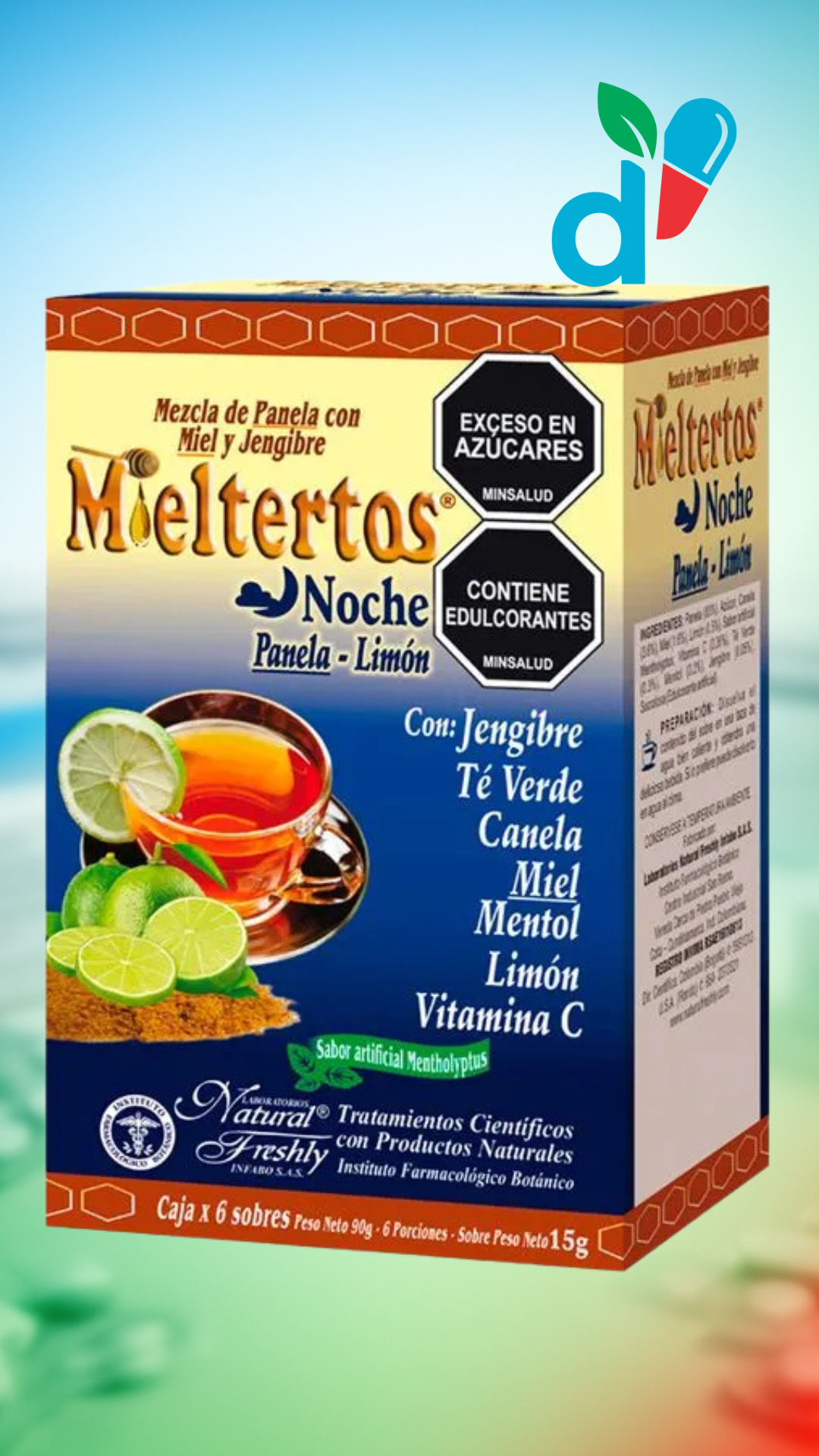 Mieltertos Noche - Mezcla de Panela con Miel y Jengibre x6 Sobres