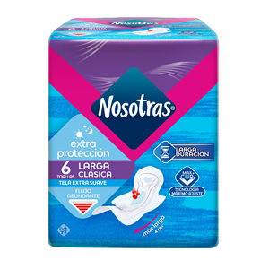 Nosotras Toallas Higiénicas Extra Protección Larga x 6 Unidades