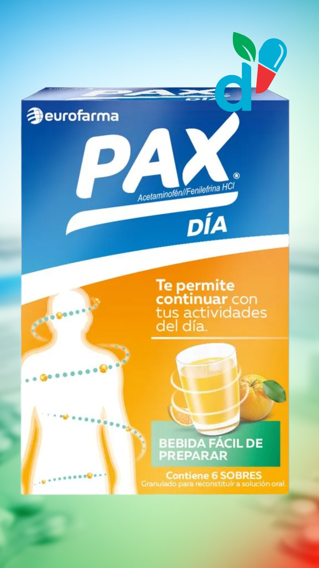 PAX Día - Acetaminofén/Fenilefrina HCl x Sobres (Eurofarma)